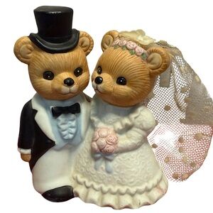 Vintage HOMCO Teddy Bear Bride & Groom Figurine – Wedding Decor / Cake Topper